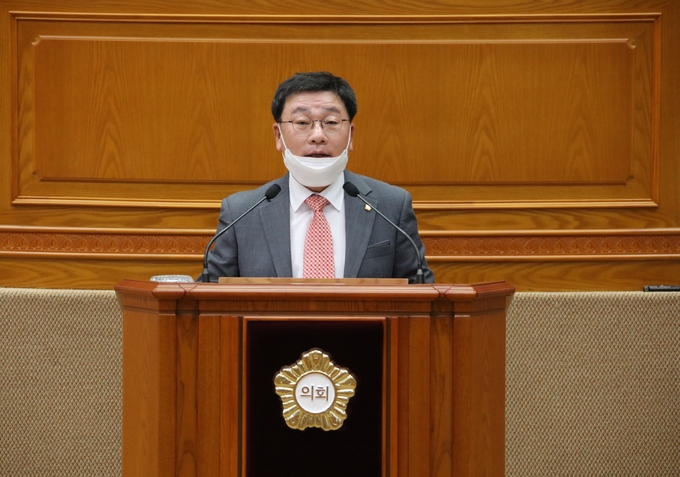이호건 시의원 5분 발언 모습