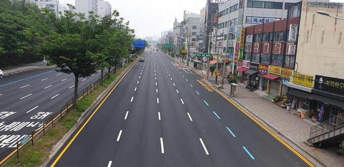 안양 경수대로 저소음포장 후 (호계동) 모습