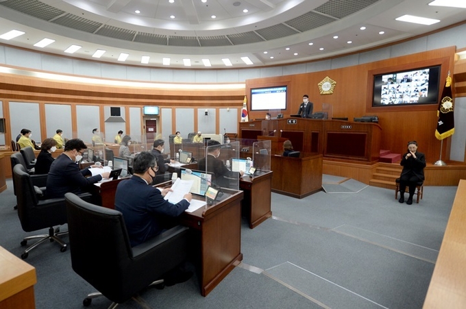 오산시의회 제257회 임시회 제1차 본회의 진행 모습