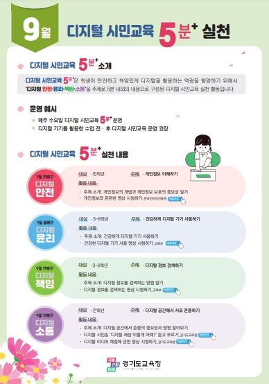 경기도교육청, 학교에서 디지털 시민교육 5분+ 실천해요